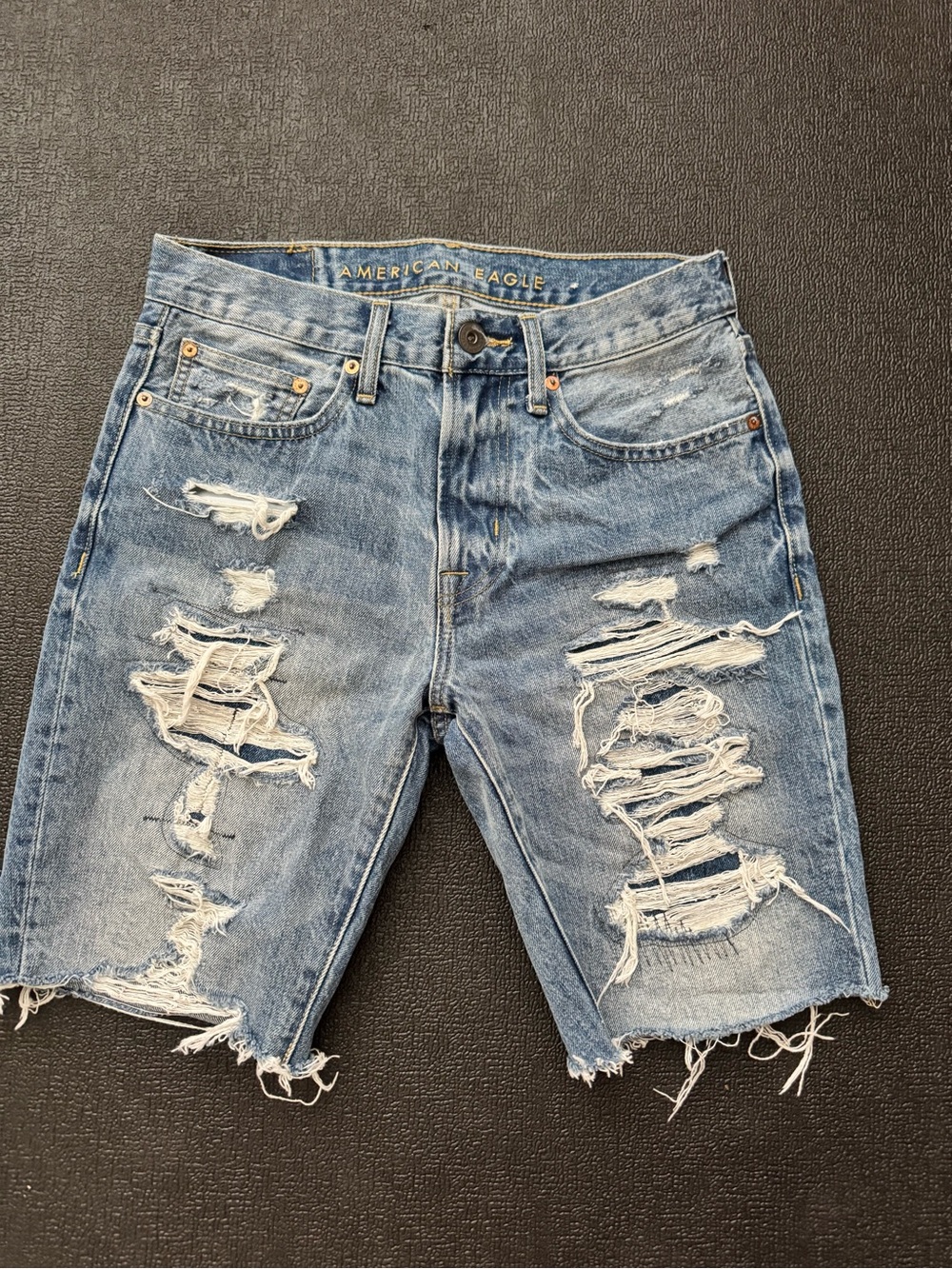 American Eagle Outfitters Light Blue Distressed Denim Jean Shorts